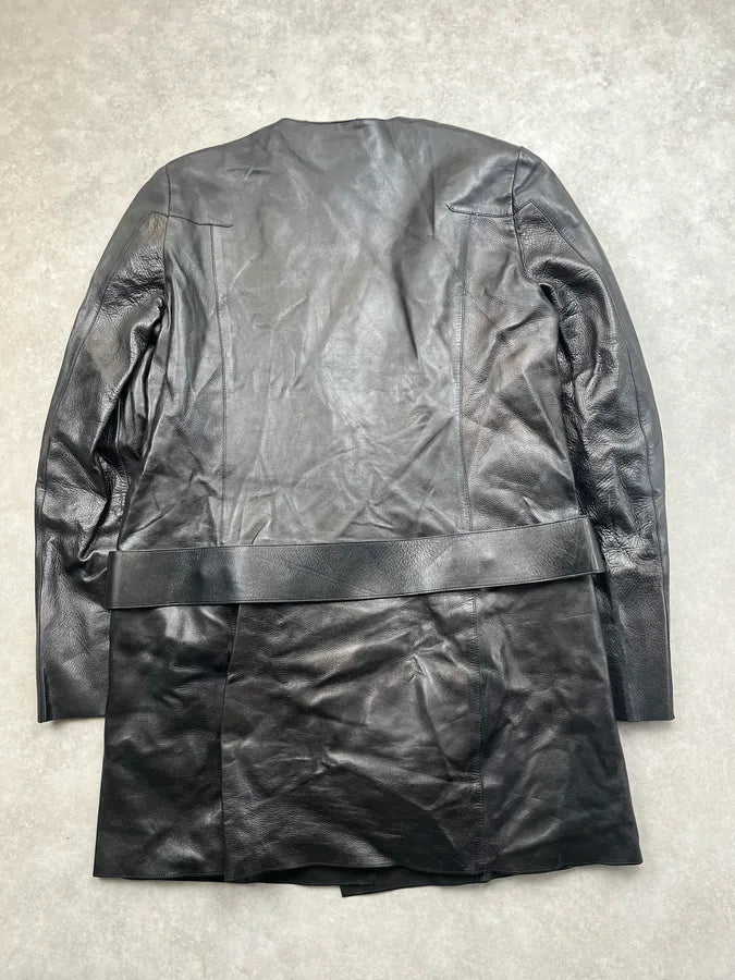 AW2002 Gucci Black Leather Belted Long Jacket by Tom Ford CHkGHwN 5