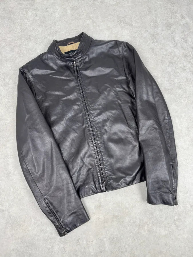 AW1998 Gucci Black Leather Biker Jacket by Tom Ford lmTgIvF 3