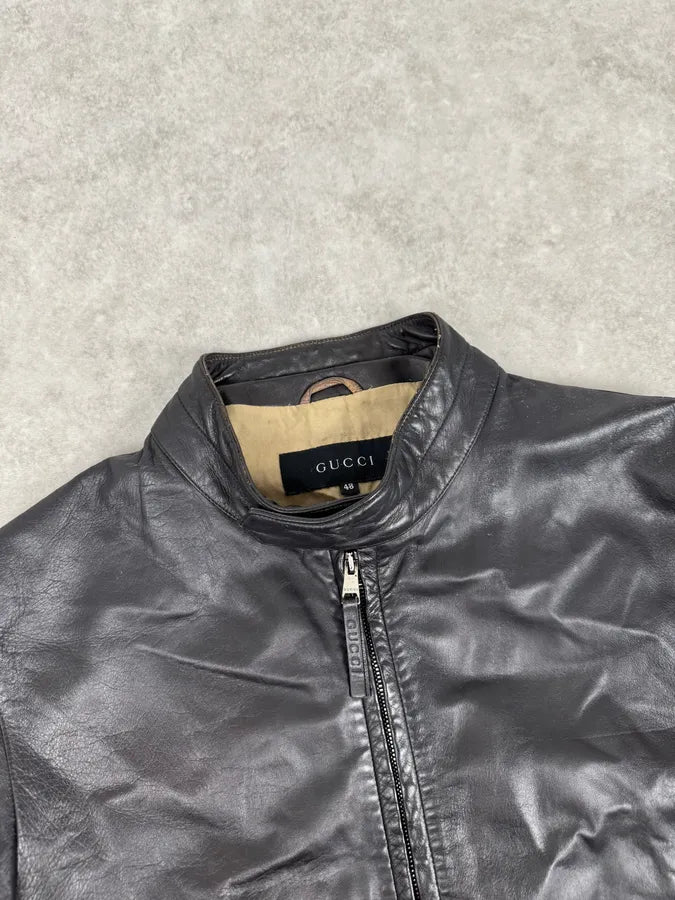 AW1998 Gucci Black Leather Biker Jacket by Tom Ford lmTgIvF 4