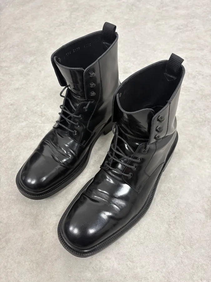 2000s Gucci Black Leather Combat Boots eeAvayP 2