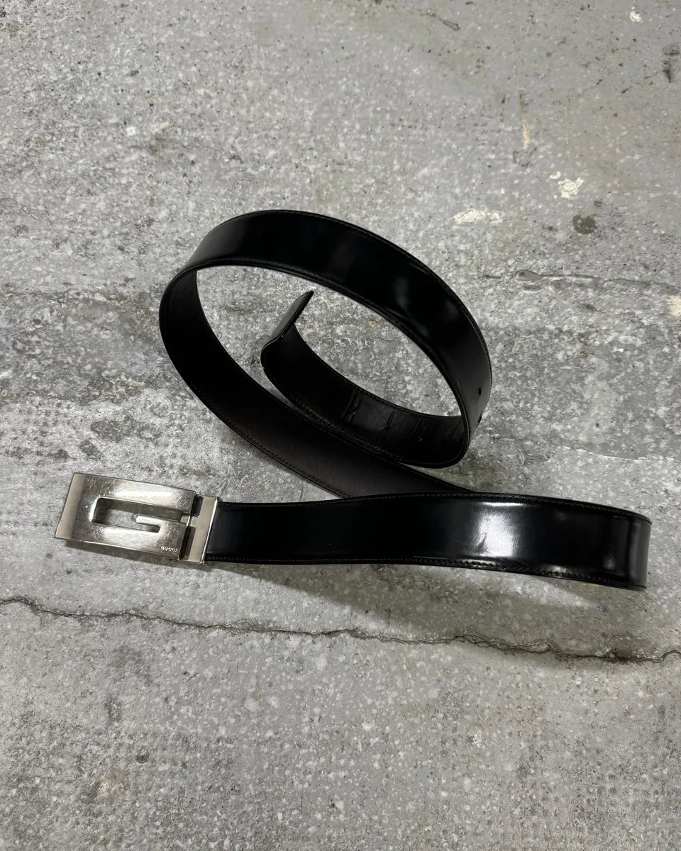 AW1997 Gucci Black Leather G Classy Belt tsimvWu 1