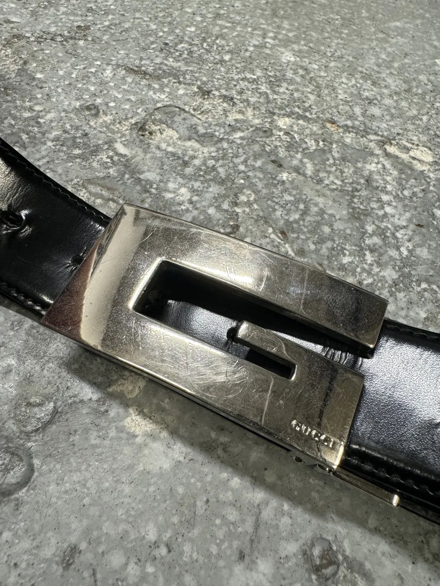 AW1997 Gucci Black Leather G Classy Belt tsimvWu 6