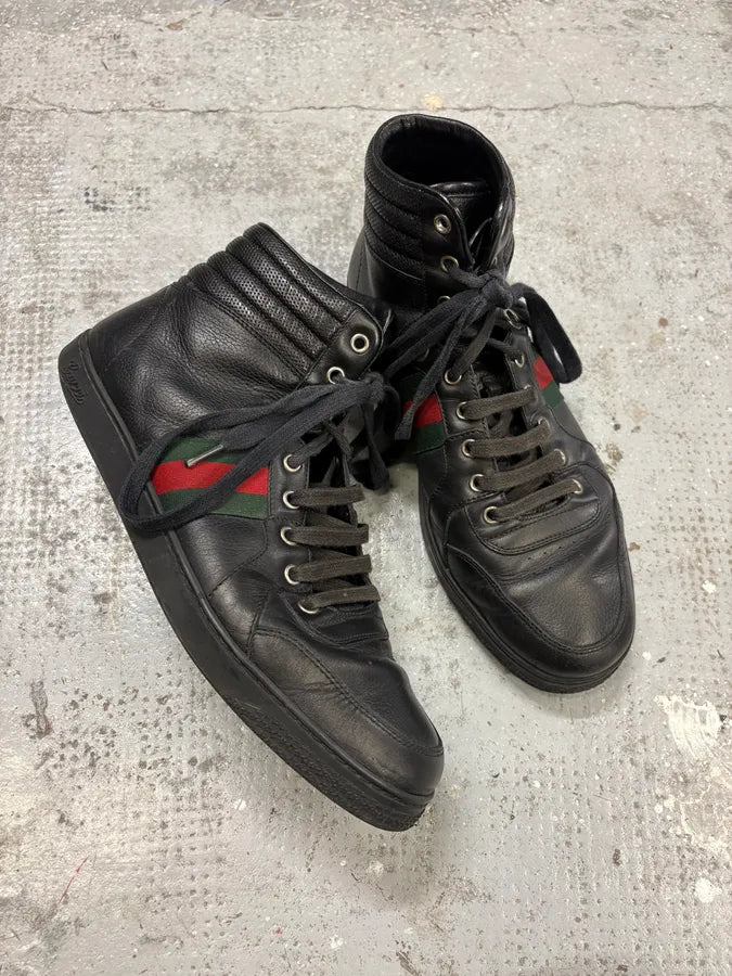 2000s Gucci Black Leather High Shoes ftaVpnG 4