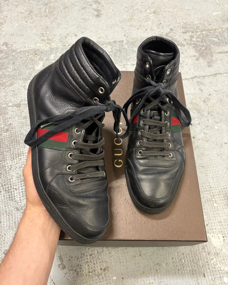 2000s Gucci Black Leather High Shoes ftaVpnG 0