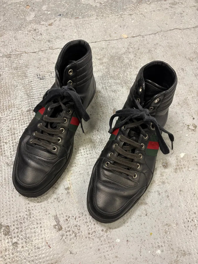 2000s Gucci Black Leather High Shoes ftaVpnG 2