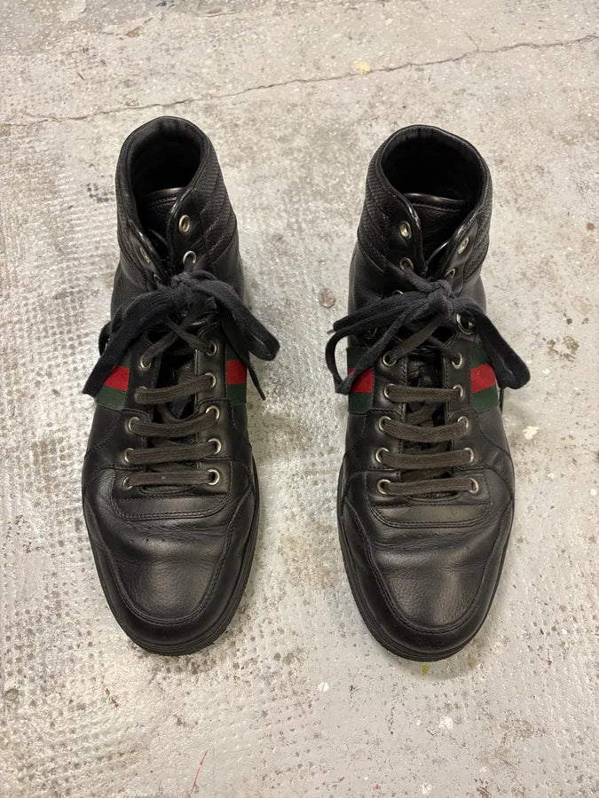 2000s Gucci Black Leather High Shoes ftaVpnG 1