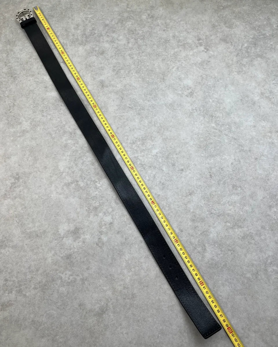 2000s Gucci Black Leather Horseshoe Buckle Belt atshizj 7