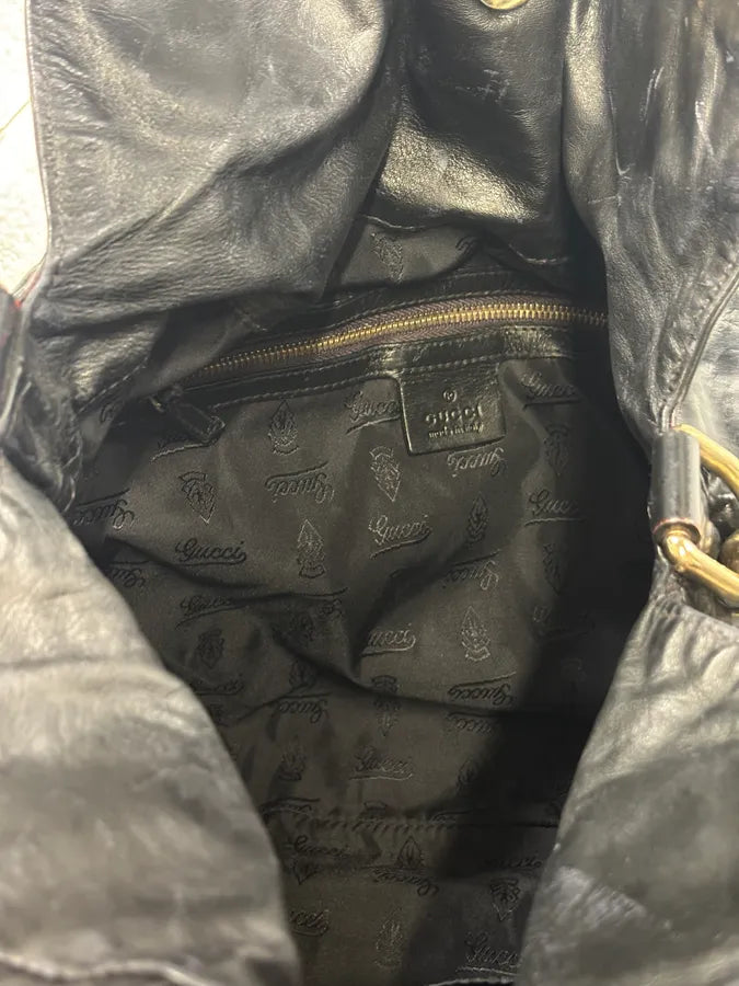 2000s Gucci Black Leather Hysteria Handle Bag kdYfSha 11