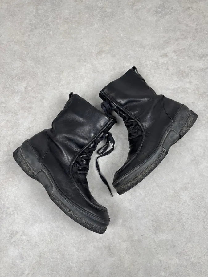 2000s Gucci Black Leather Lace-up Boots YxjQUXH 1