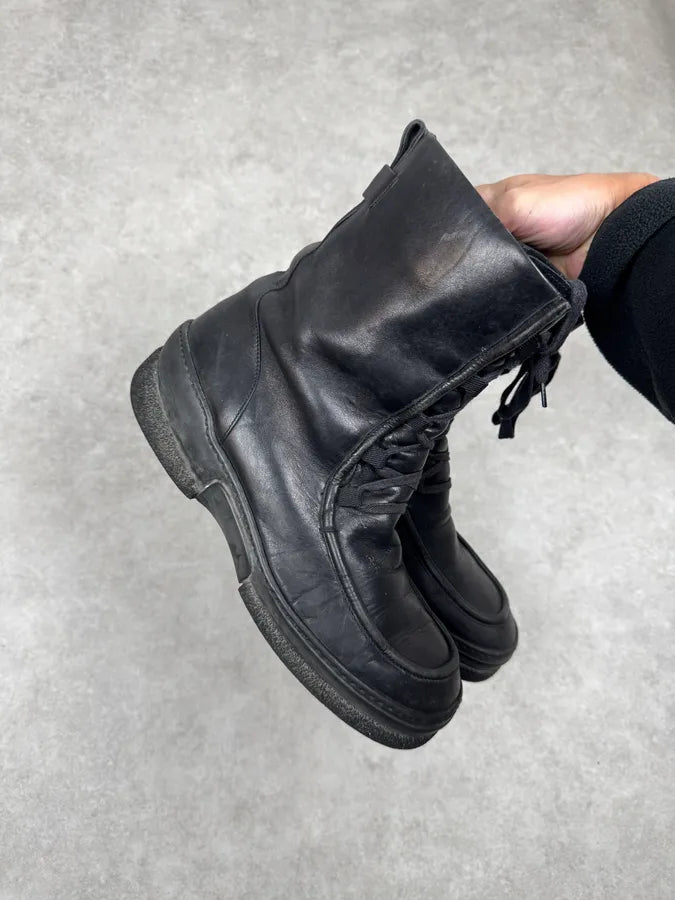 2000s Gucci Black Leather Lace-up Boots YxjQUXH 2
