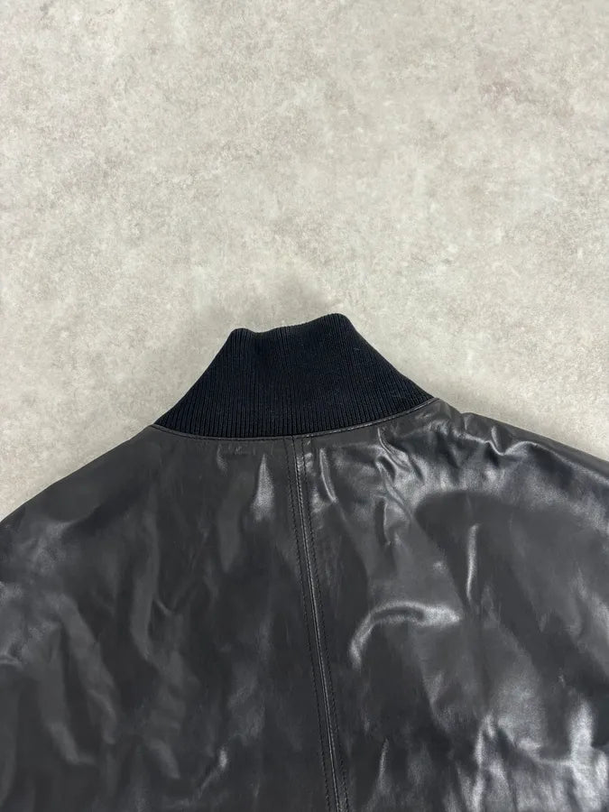 2000s Gucci Black Leather Light Bomber Jacket iBlDqUH 5