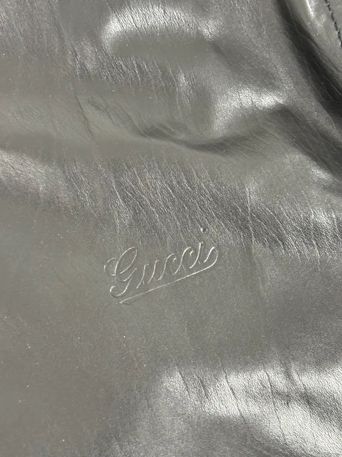 2000s Gucci Black Leather Light Bomber Jacket iBlDqUH 9