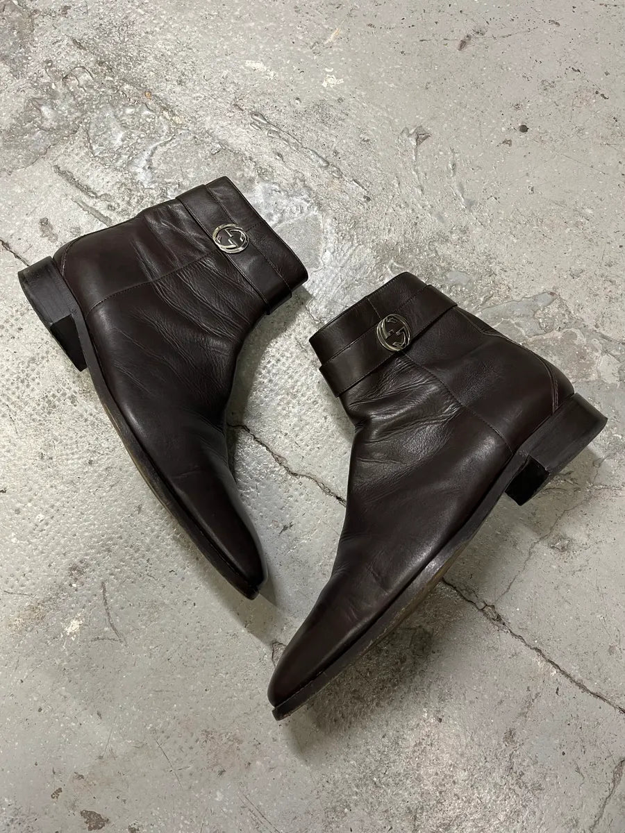 2000s Gucci Black Leather Minimalist Boots (43eu/us9.5) MVGGlHj 1