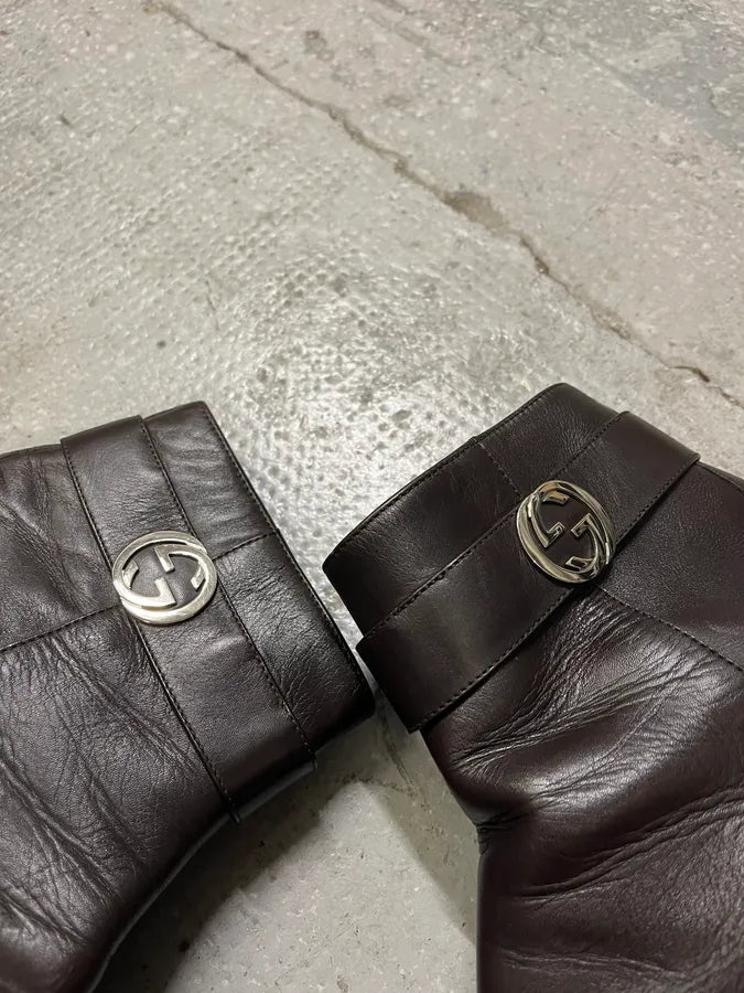 2000s Gucci Black Leather Minimalist Boots (43eu/us9.5) MVGGlHj 2