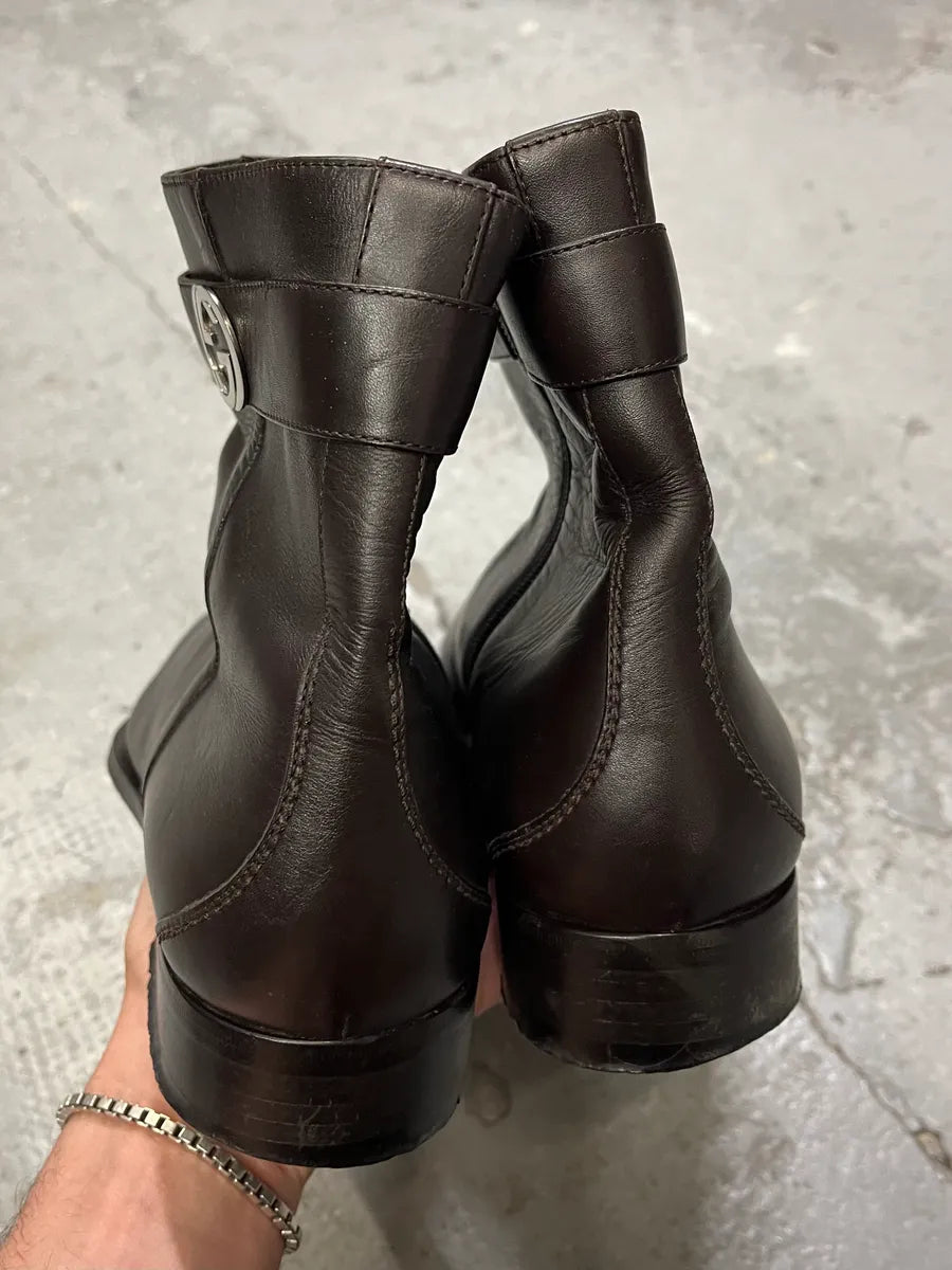 2000s Gucci Black Leather Minimalist Boots (43eu/us9.5) MVGGlHj 4