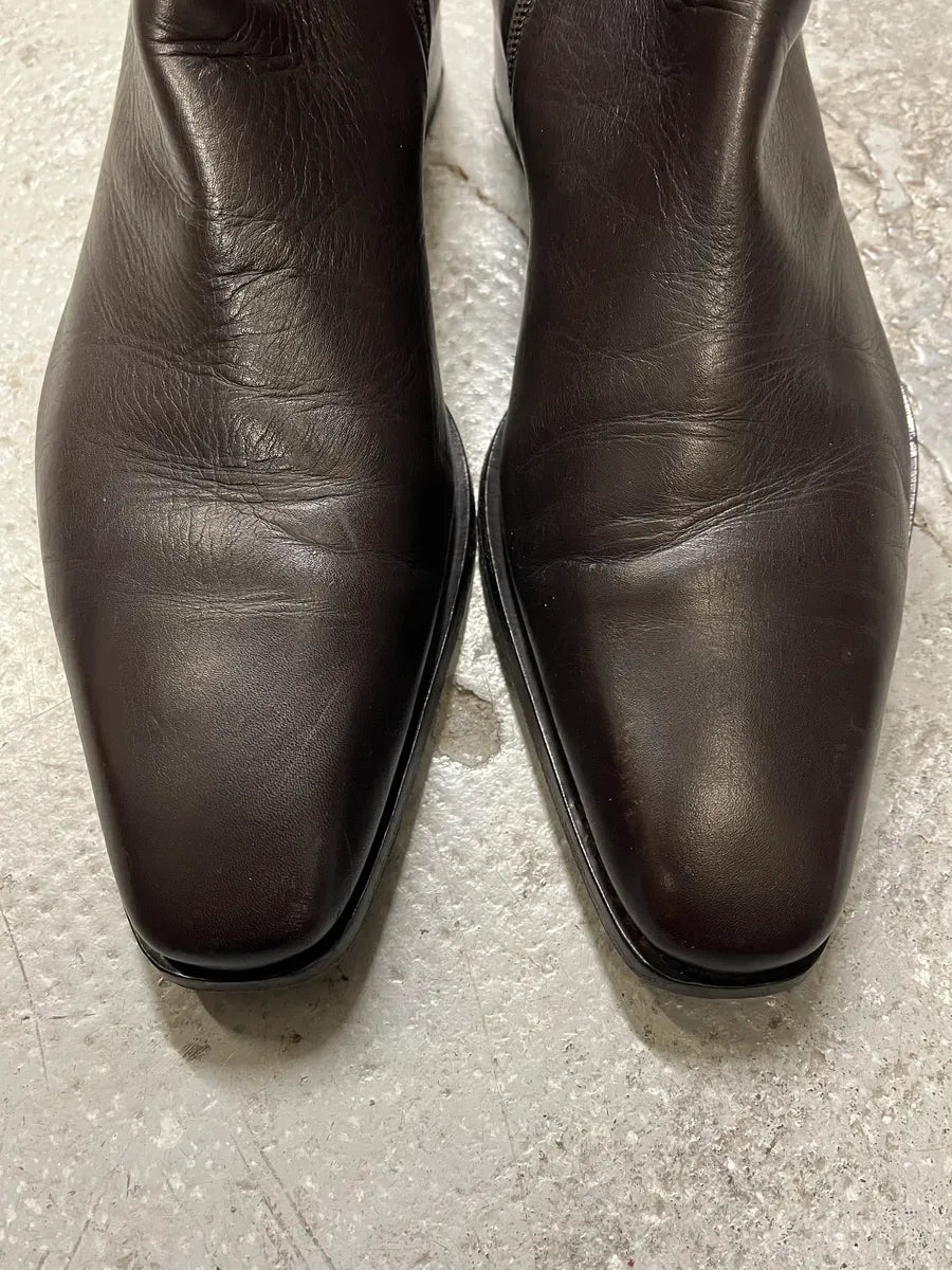 2000s Gucci Black Leather Minimalist Boots (43eu/us9.5) MVGGlHj 6