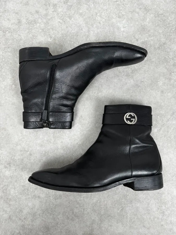 2000s Gucci Black Leather Minimalist Boots EgmKaRT 1