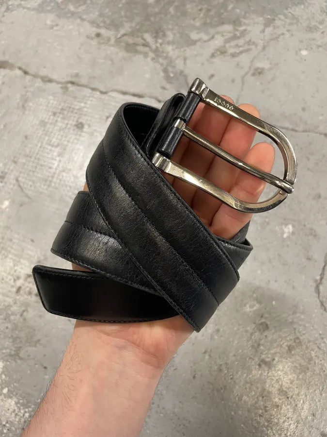 2000s Gucci Black Leather Minimalist G Belt (OS) Affeqej 2