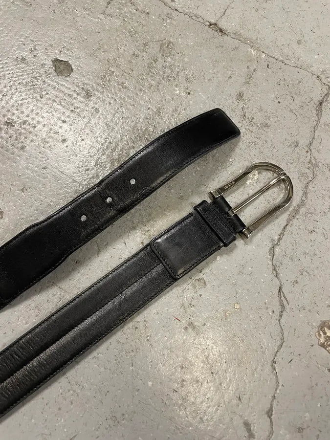 2000s Gucci Black Leather Minimalist G Belt (OS) Affeqej 3