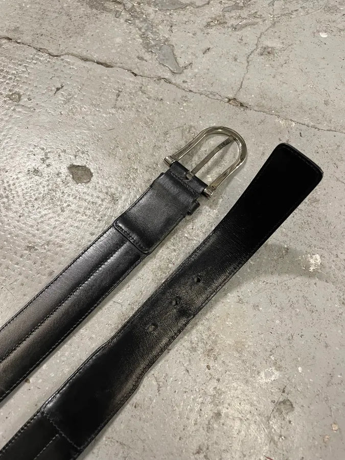 2000s Gucci Black Leather Minimalist G Belt (OS) Affeqej 4