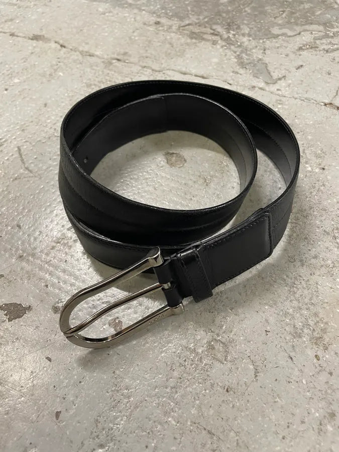 2000s Gucci Black Leather Minimalist G Belt (OS) Affeqej 5