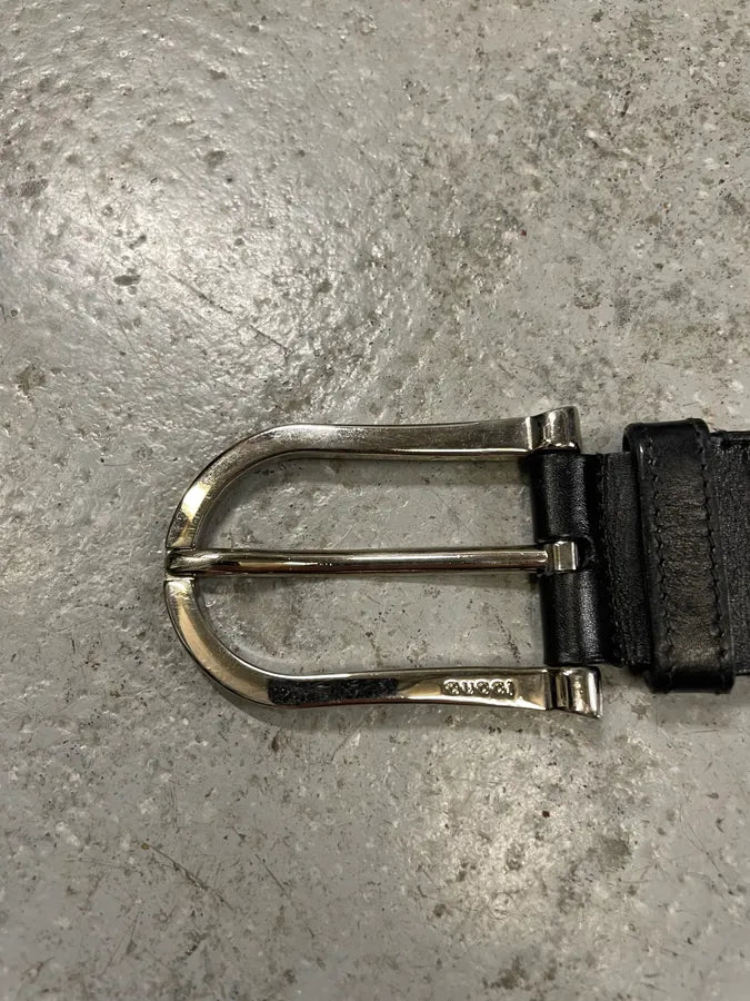 2000s Gucci Black Leather Minimalist G Belt (OS) Affeqej 6