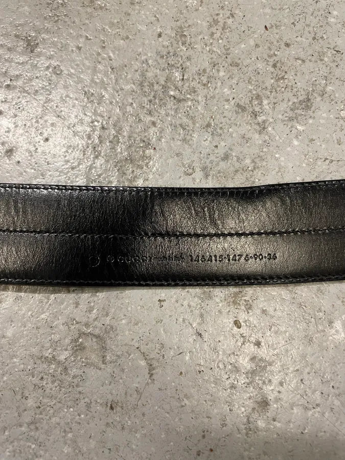 2000s Gucci Black Leather Minimalist G Belt (OS) Affeqej 7