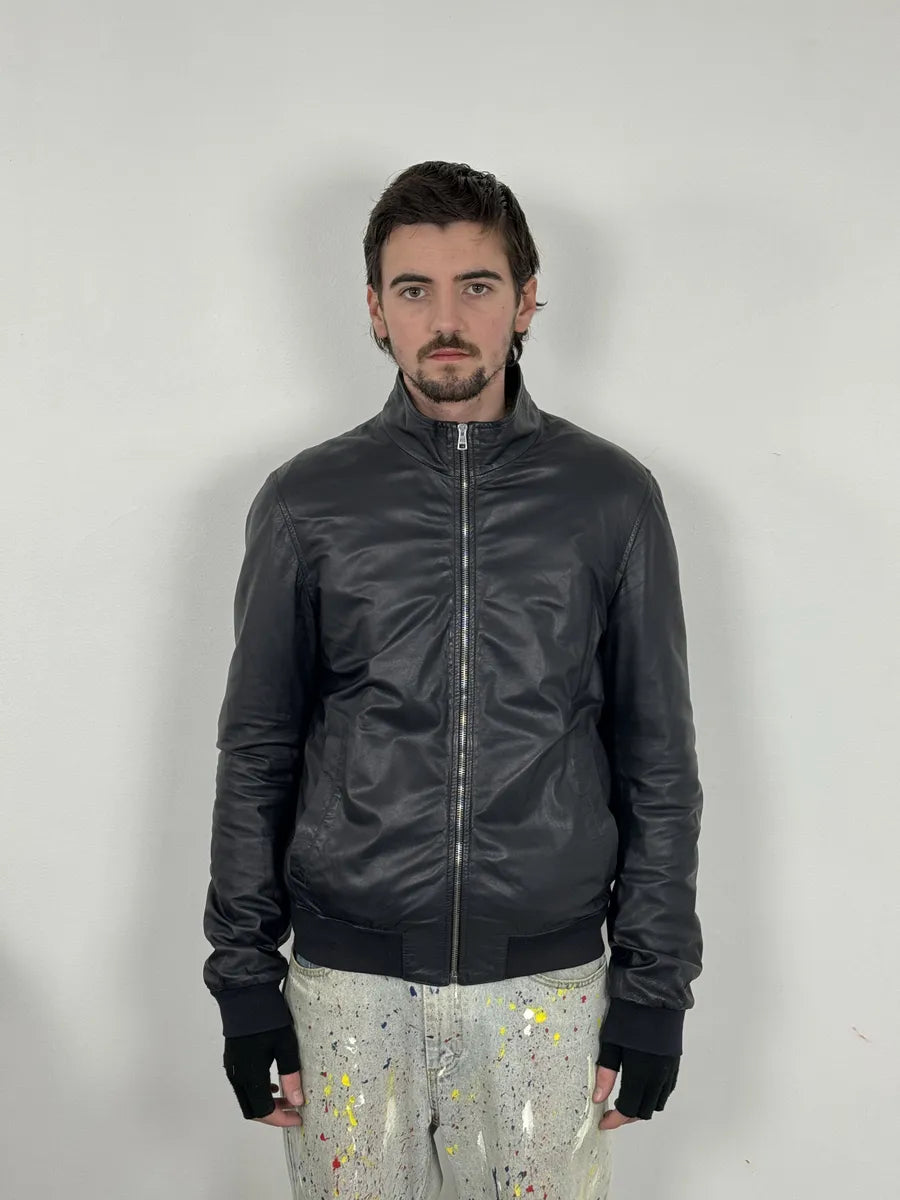 2000s Gucci Black Leather Minimalist Jacket ogHvFqZ 1