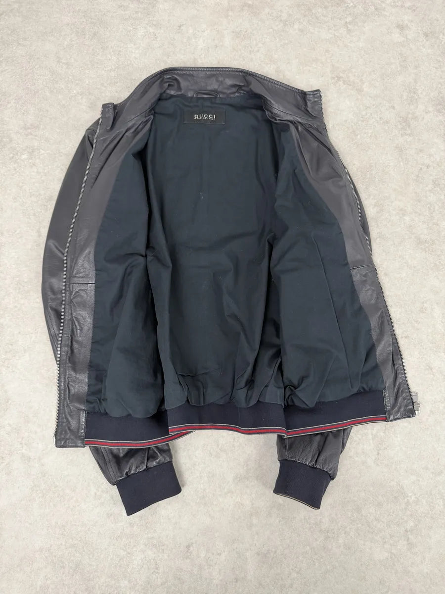 2000s Gucci Black Leather Minimalist Jacket ogHvFqZ 6