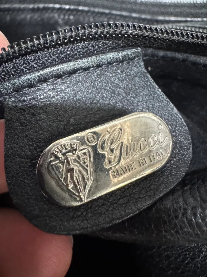 2000s Gucci Black Leather Python Embossed Laces Bag (OS) NOThjZL 4