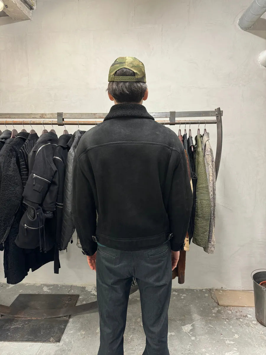 2000s Gucci Black Leather Shearling Aviator Jacket (M/L) 2