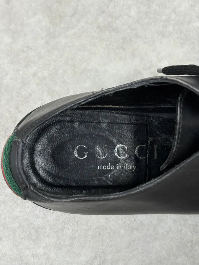 2000s Gucci Black Leather Signature Derby Shoes himoWfd 6