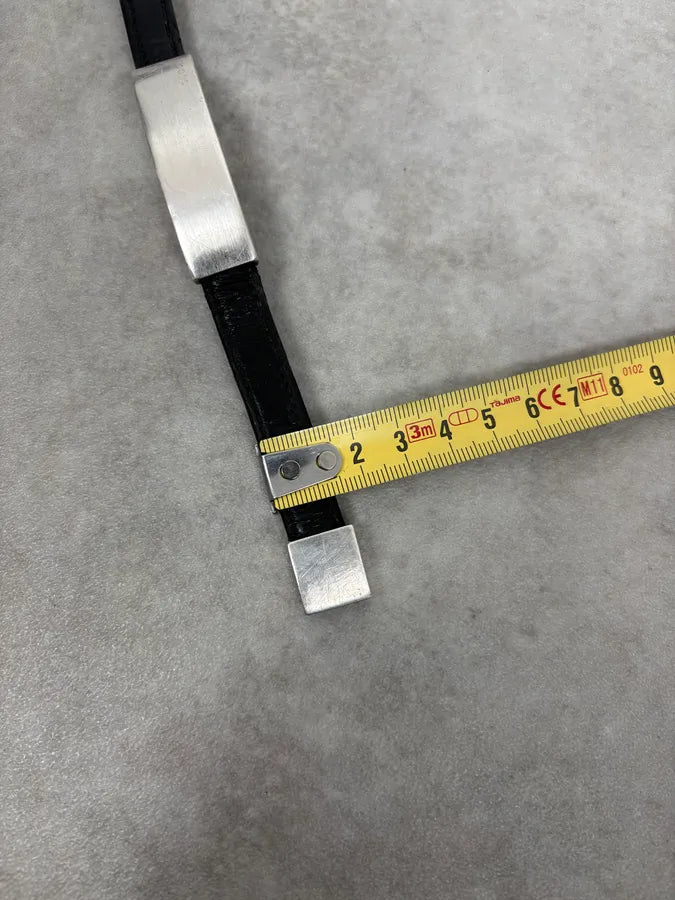 2000s Gucci Black Leather Silver Grey Avant-Garde Bracelet NJICsva 7