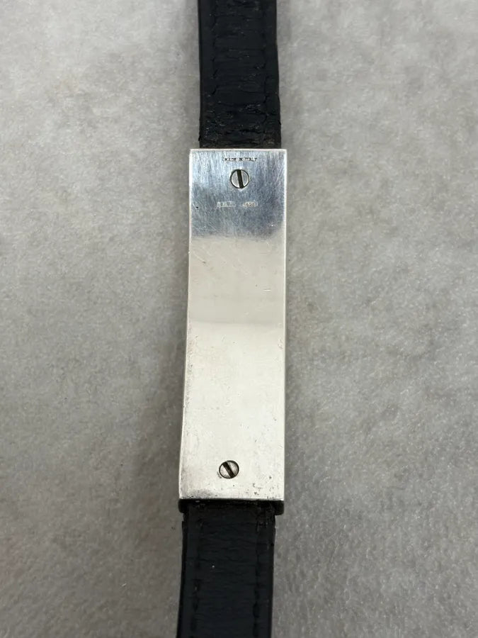 2000s Gucci Black Leather Silver Grey Avant-Garde Bracelet NJICsva 5