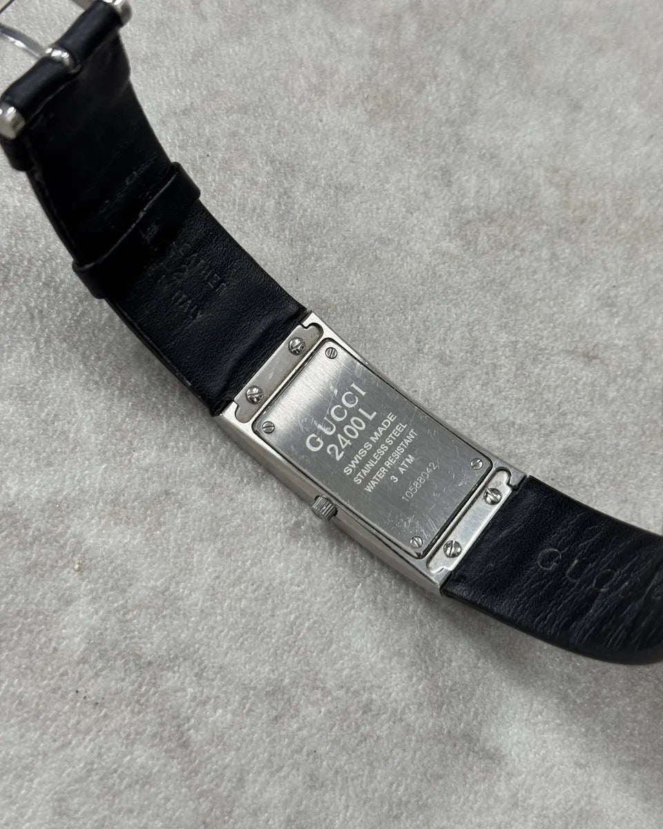 2000s Gucci Black Leather Stainless Steel Watch LCwfASI 10
