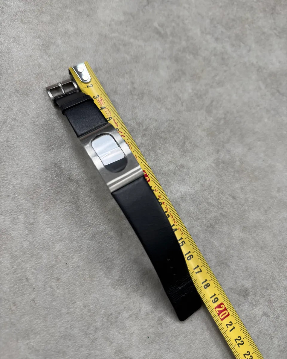 2000s Gucci Black Leather Stainless Steel Watch LCwfASI 11
