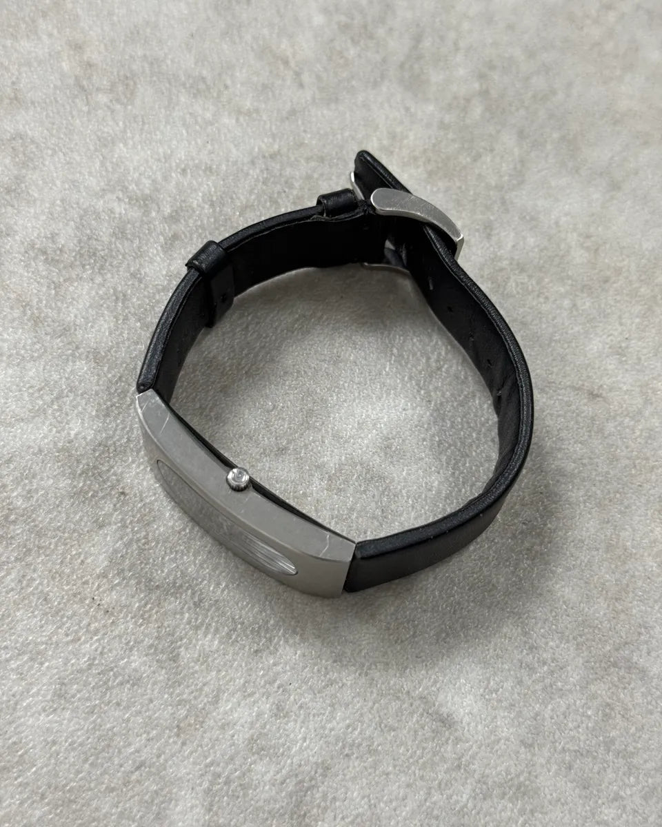 2000s Gucci Black Leather Stainless Steel Watch LCwfASI 6
