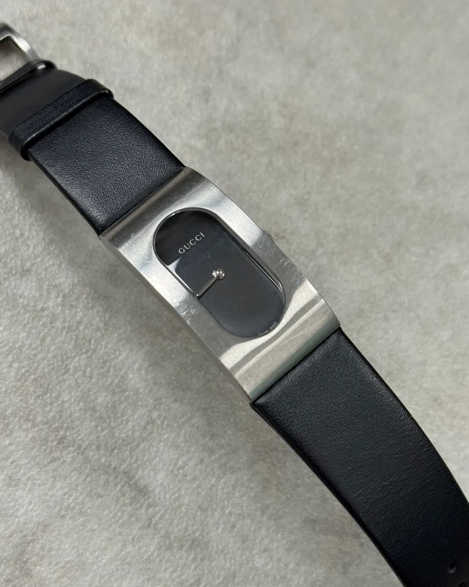 2000s Gucci Black Leather Stainless Steel Watch LCwfASI 7
