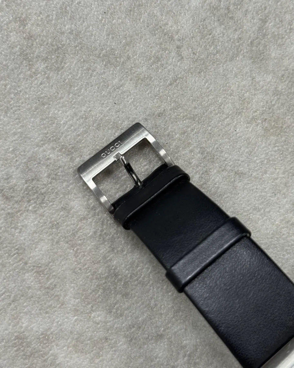2000s Gucci Black Leather Stainless Steel Watch LCwfASI 8