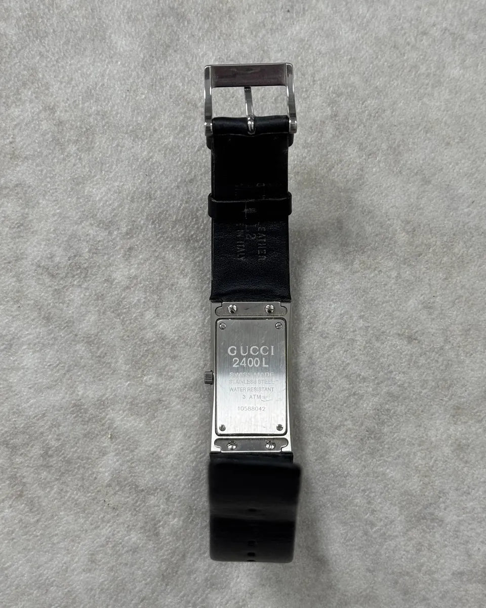 2000s Gucci Black Leather Stainless Steel Watch LCwfASI 9