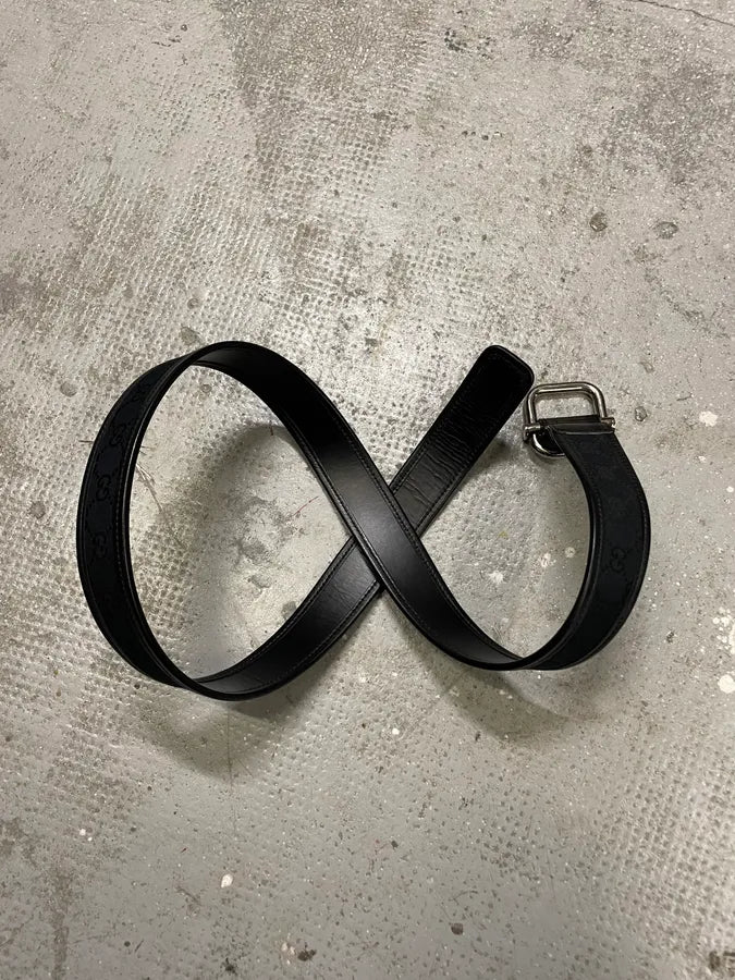 2000s Gucci Black Logo Belt by Tom Ford (OS) 3