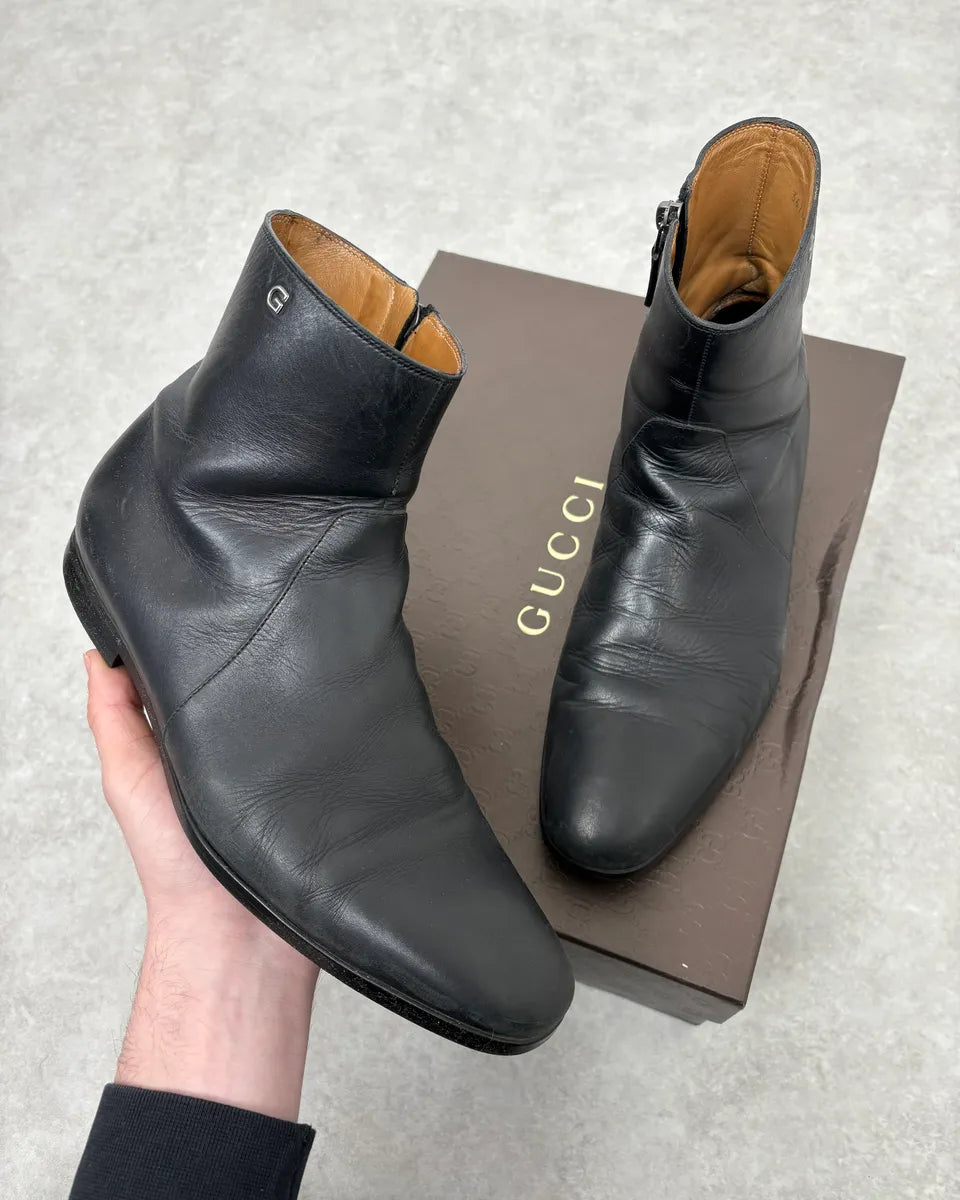 2000s Gucci Black Minimalist Leather Boots AYzLhov 0