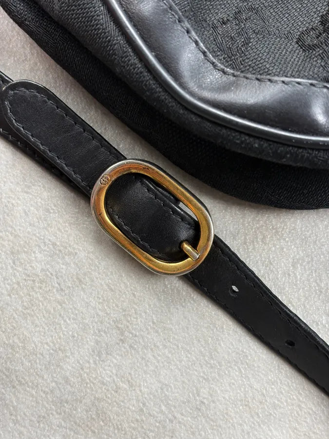 1990s Gucci Black Monogram Buckle Hybrid Shoulder Bag GzoVyWz 8