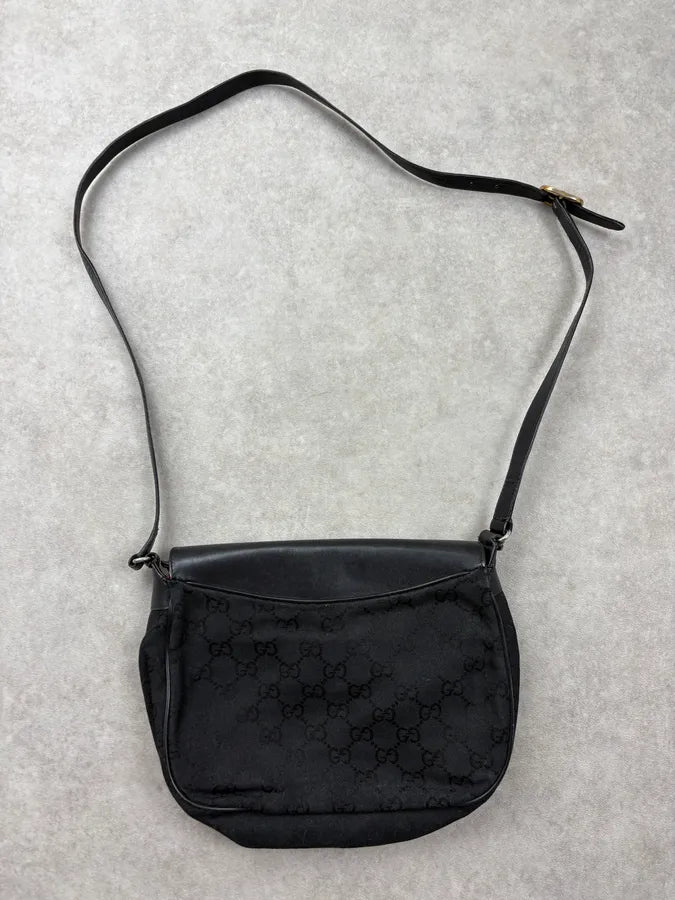 1990s Gucci Black Monogram Buckle Hybrid Shoulder Bag GzoVyWz 5