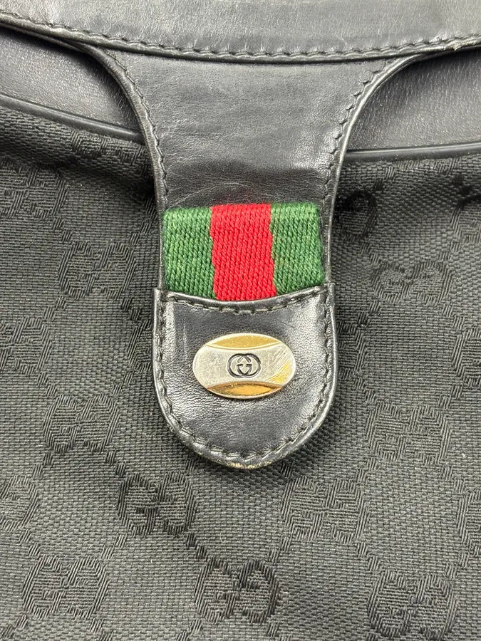1990s Gucci Black Monogram Buckle Hybrid Shoulder Bag GzoVyWz 7