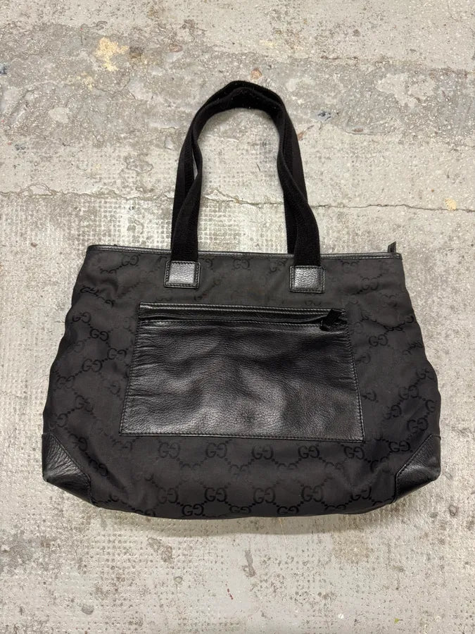 2000s Gucci Black Monogram Handle Bag mQJLBux 0