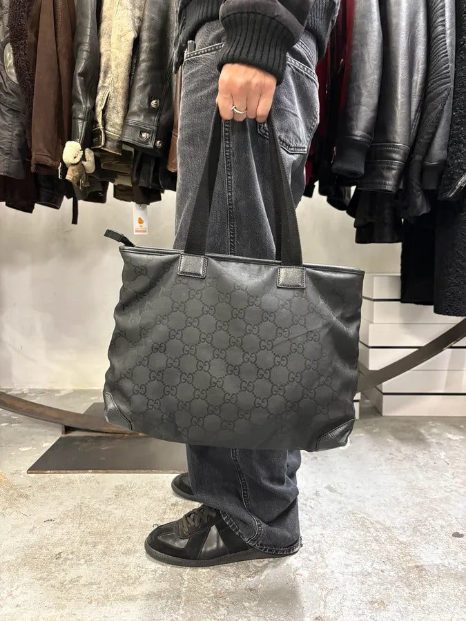 2000s Gucci Black Monogram Handle Bag mQJLBux 0