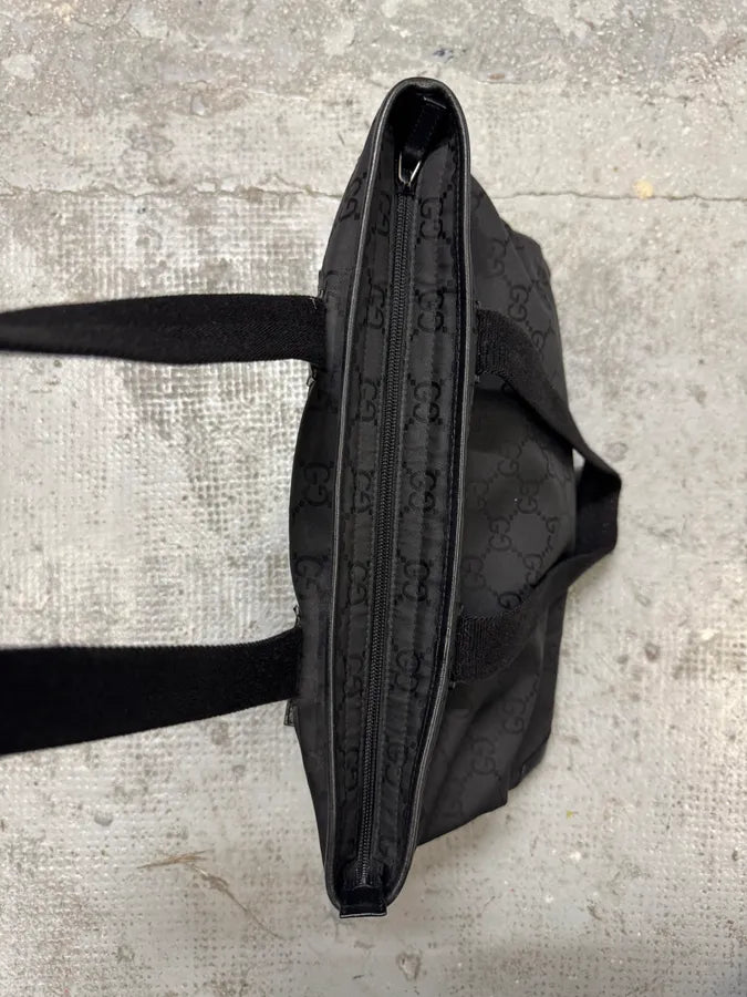 2000s Gucci Black Monogram Handle Bag mQJLBux 9