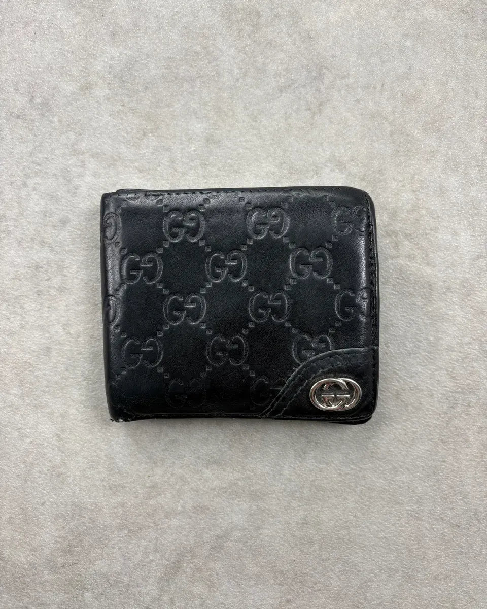 2000s Gucci Black Monogram Leather Wallet FlaFidY 0