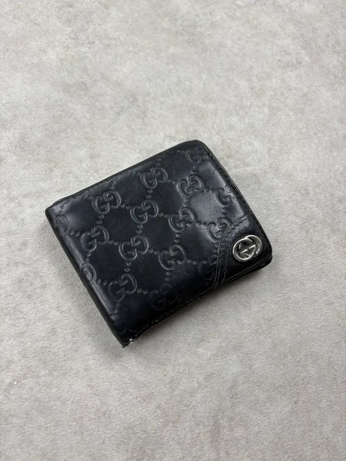 2000s Gucci Black Monogram Leather Wallet FlaFidY 1